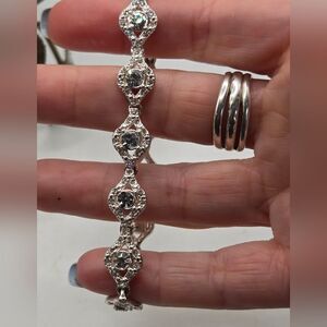 "5/$25" Silvertone Rhinestone Tennis Bracelet
